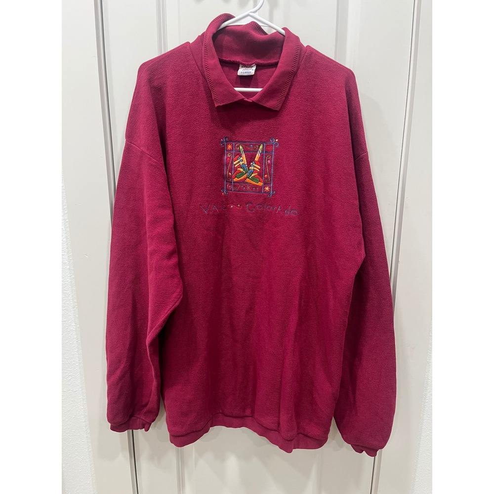 Crazy Shirts Hawaii Burgundy Fleece Pullover Sweatshirt Embroidered Top Size‎ XL
